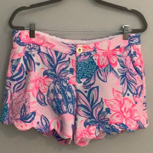 Floral Pink and Blue Women's Shorts - Picture 1 of 3